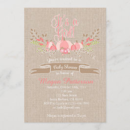 Invitación Pequeña bofetada rosa en Baby Shower - Burlap