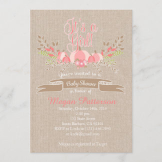 Invitación Pequeña bofetada rosa en Baby Shower - Burlap
