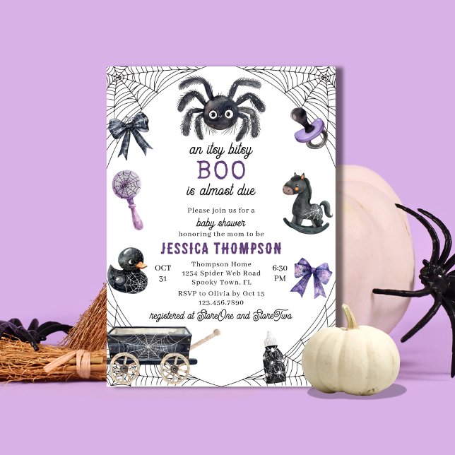 Invitación Pequeña Boo Itsy Bitsy Araña Fiesta de Bebé de Hal (Subido por el creador)