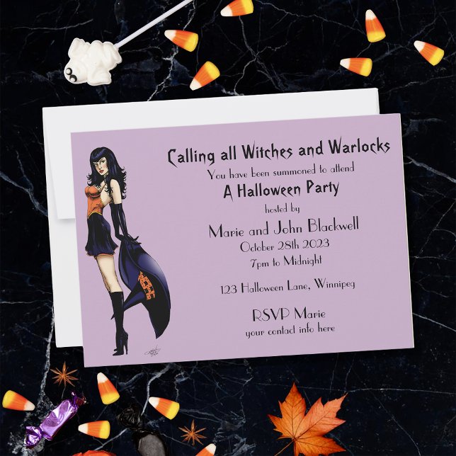 Invitación Pequeña Bruja de Halloween (Subido por el creador)