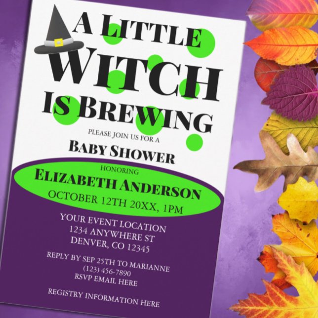 Invitación Pequeña Bruja está preparando Baby Shower de Hallo (Subido por el creador)