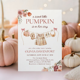 Invitación Pequeña Caída de Calabaza Chica Floral Rosa Baby S