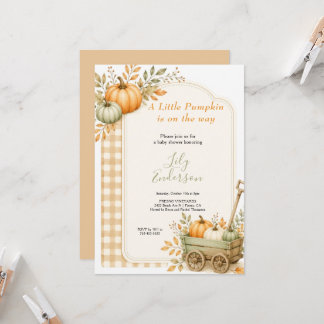 Invitación pequeña calabaza acuarela naranja fiesta baby show