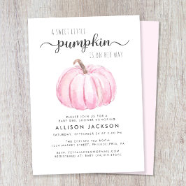 Invitación Pequeña Calabaza Acuarela Niña Ducha