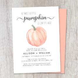 Invitación Pequeña Calabaza Acuarela Parejas Baby Shower