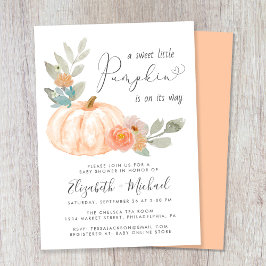 Invitación Pequeña Calabaza Acuarela Parejas Baby Shower