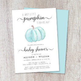 Invitación Pequeña Calabaza Acuarela Parejas Bebé Niño Ducha
