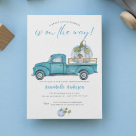 Invitación Pequeña Calabaza Azul acuarela Boy Baby Shower