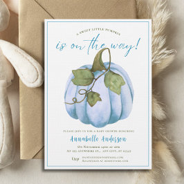 Invitación Pequeña Calabaza Azul acuarela Boy Baby Shower
