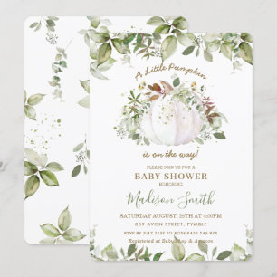 Invitación Pequeña calabaza Baby Shower verde género neutro