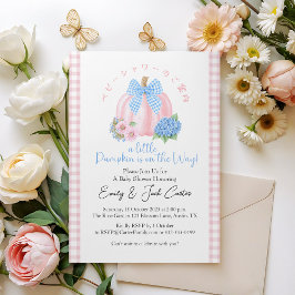 Invitación Pequeña Calabaza Bebé Chica Ducha Coqueta Rosa