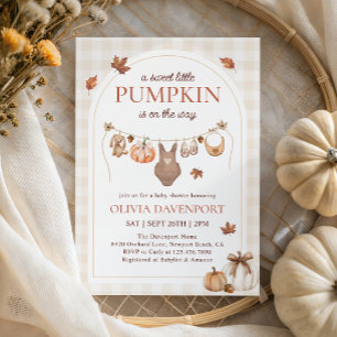 Invitación Pequeña Calabaza Bebé Clothesline Fall Baby Shower