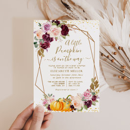 Invitación pequeña calabaza berry otoño florido bebé ducha