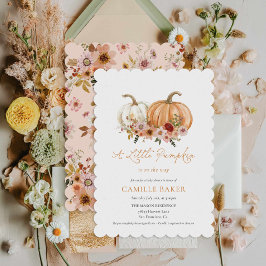Invitación Pequeña calabaza Boho Floral Baby Shower