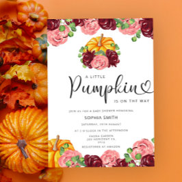 Invitación Pequeña calabaza burgunda ducha de bebé