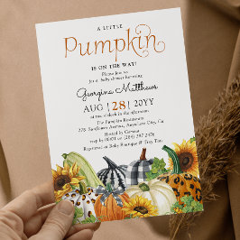Invitación Pequeña Calabaza Cae Baby Shower neutral de moda