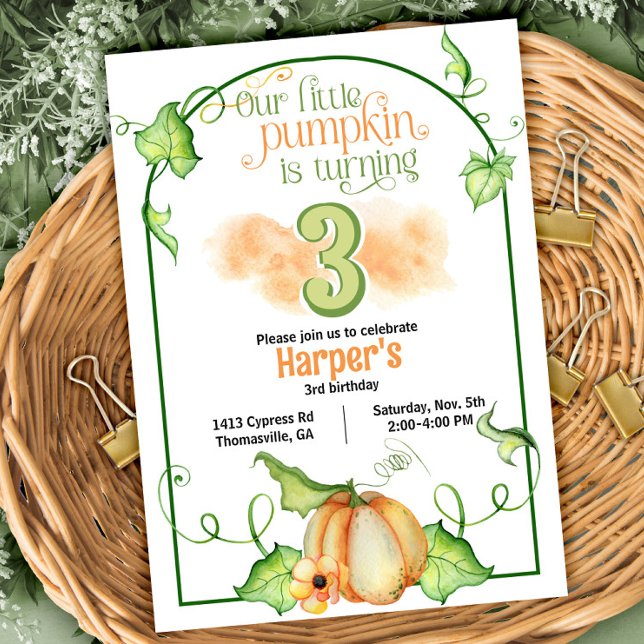 Invitación Pequeña Calabaza Cae Cualquier Cumpleaños de Edad (Subido por el creador)