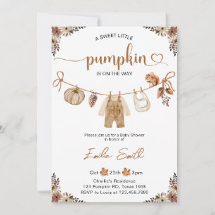 Invitación Pequeña Calabaza Cae Floral Boy Baby Shower