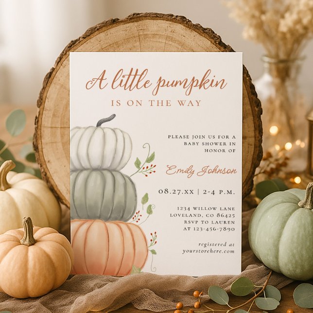 Invitación Pequeña Calabaza Cae Género neutro de Baby Shower (Subido por el creador)