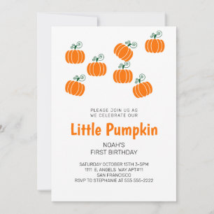 Invitación Pequeña Calabaza Cae Niños Fiesta de cumpleaños 