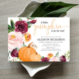 Invitación Pequeña calabaza caída chica floral ducha bebé