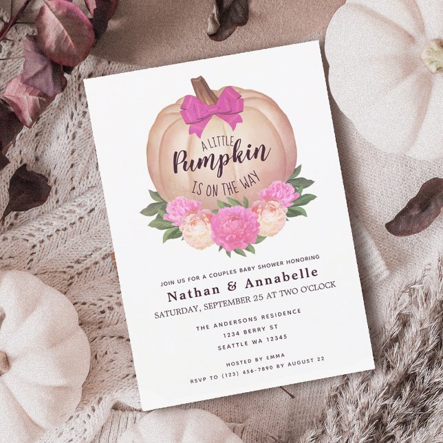 Invitación Pequeña Calabaza Caída Otoño Ducha de bebé Invitac (Subido por el creador)
