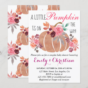Invitación Pequeña Calabaza Caída Parejas Baby Shower Floral