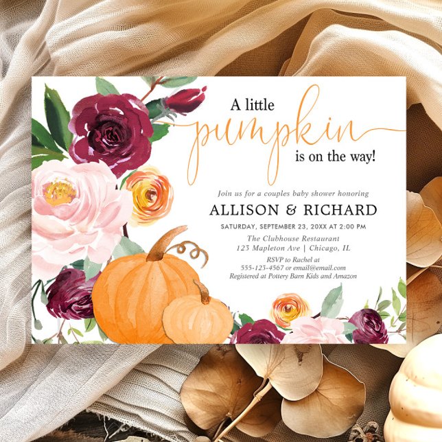Invitación Pequeña calabaza casar parejas de bebés ducha (Subido por el creador)