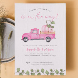 Invitación Pequeña calabaza Chica de acuarela rosa Baby Showe