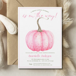 Invitación Pequeña calabaza Chica de acuarela rosa Baby Showe