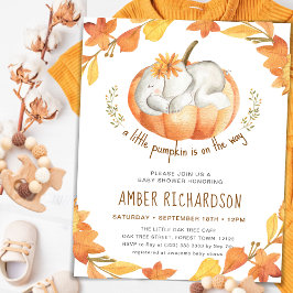 Invitación Pequeña Calabaza Chica de Elefantes de Otoño Baby 