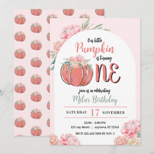 Invitación Pequeña Calabaza Chica floral moderno Cumpleaños