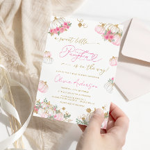 Pequeña Calabaza Chica Floral Rosa Baby Shower