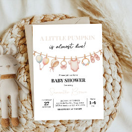 Invitación pequeña calabaza coqueta rosa de la proa otoño de