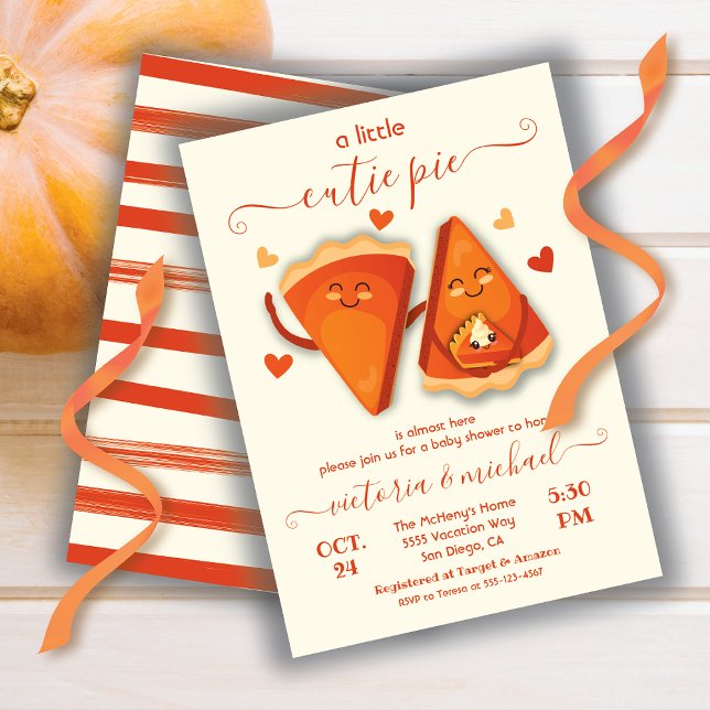 Invitación Pequeña calabaza cortada Pie otoño ducha bebé (Subido por el creador)