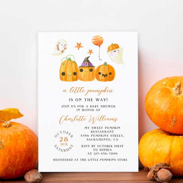 Invitación Pequeña Calabaza Cuidada En El Camino De Baby Show (Subido por el creador)