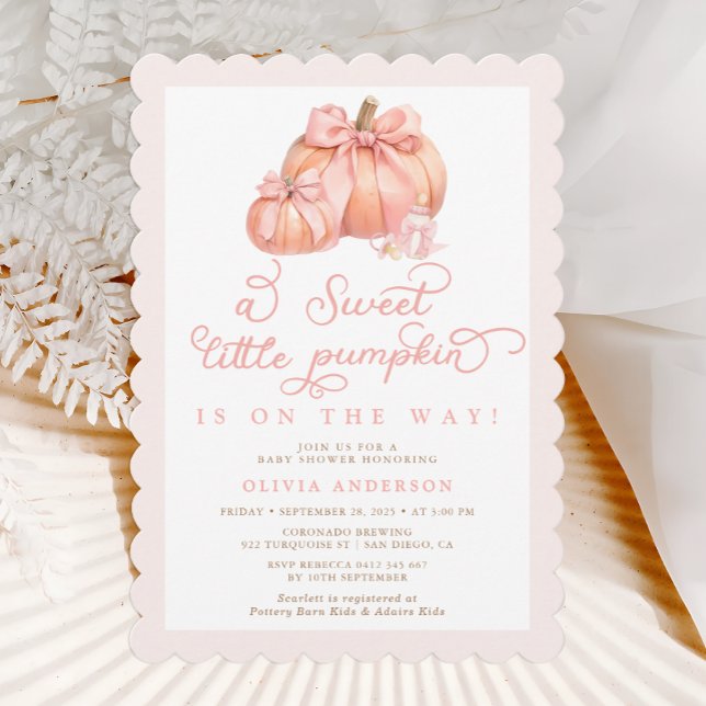 Invitación Pequeña calabaza de color rosa Baby Shower (Subido por el creador)