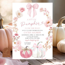 Invitación Pequeña calabaza de Coqueta blanca y rosa en el ca
