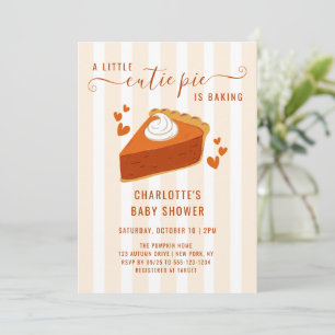 Invitación Pequeña Calabaza de Cutie Pie Cae Rayas Baby Showe