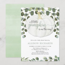 Pequeña calabaza de género verde neutro ducha bebé