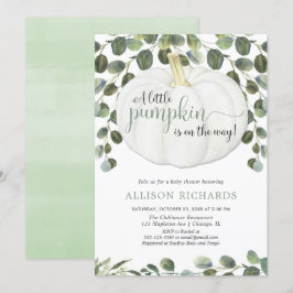 Invitación Pequeña calabaza de género verde neutro ducha bebé
