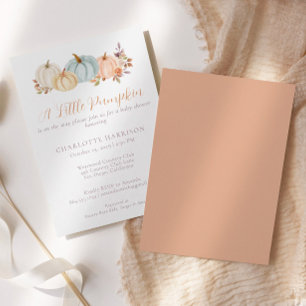 Invitación Pequeña calabaza de la Baby Shower floral de otoño