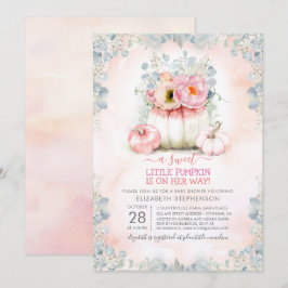 Invitación Pequeña Calabaza de Oro Rosa Elegante Baby Shower