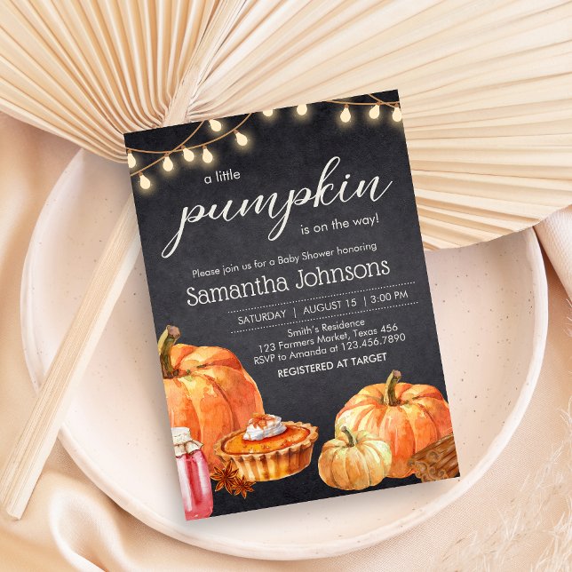 Invitación Pequeña calabaza de otoño Baby Shower picnic (Pumpkin Fall Baby Shower Invitation)