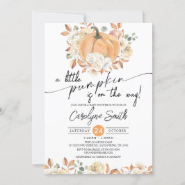 Invitación Pequeña Calabaza de otoño Floral Caída Baby Shower