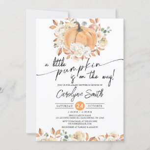 Invitación Pequeña Calabaza de otoño Floral Caída Baby Shower