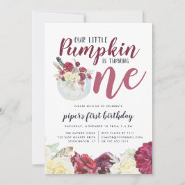 Invitación Pequeña Calabaza de otoño floral primera fiesta de