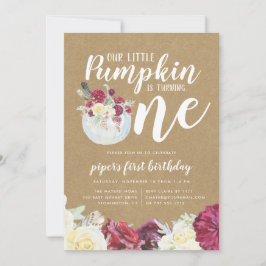 Invitación Pequeña Calabaza de otoño floral primera fiesta de