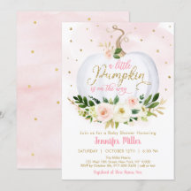 Pequeña Calabaza Dorada Rosa Floral Baby Shower