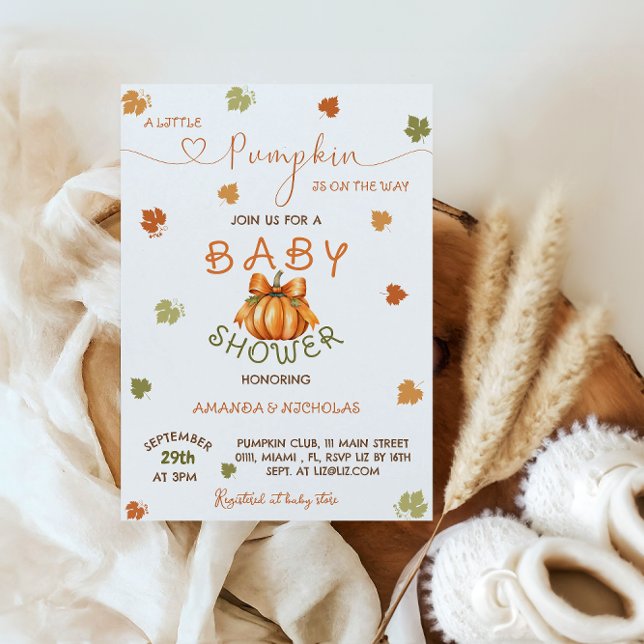 Invitación Pequeña Calabaza Elegante Baby Shower otoño (Subido por el creador)